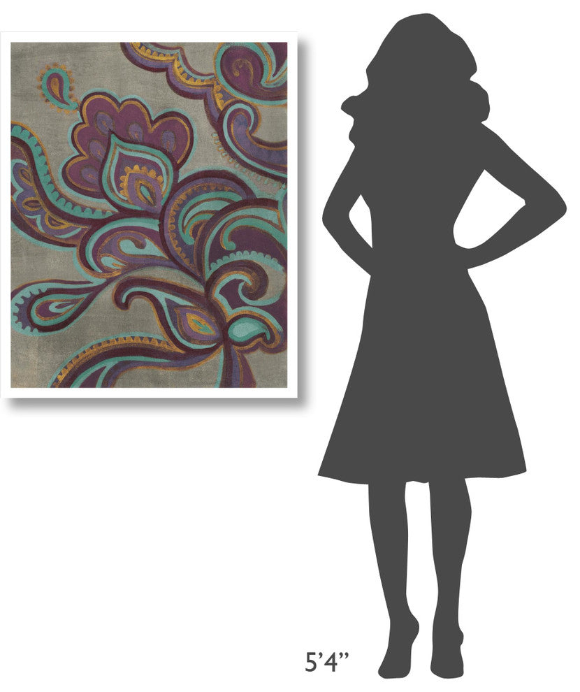 "Bohemian Paisley I Aubergine" Digital Paper Print by Silvia Vassileva, 30"x37"