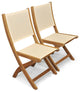 Teak Folding Providence Chair, Batyline Cream, Set of 2