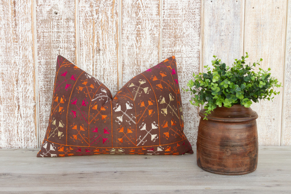 Kiara Antique Indian Folk Lumbar Pillow