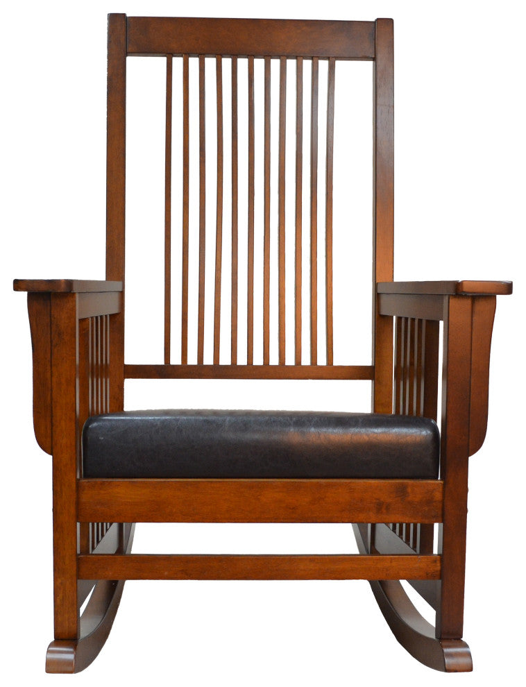 Chestnut Mission Rocker - Brown Upholstery