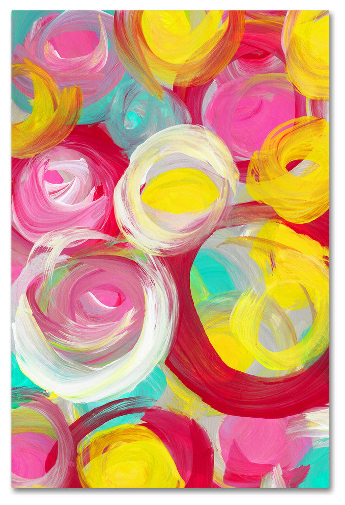 'Rose Garden Circles Vertical 3' Canvas Art, 19x12