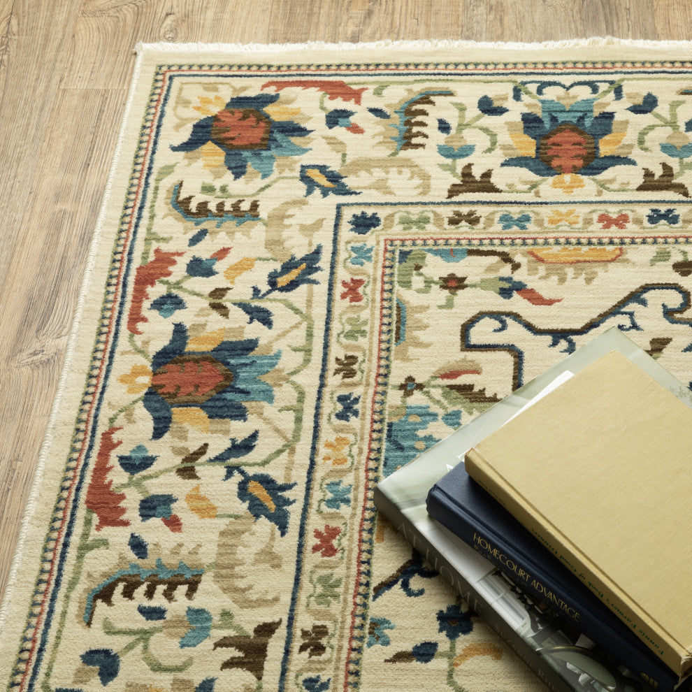 Fabienne Persian Indoor Ivory/Multi Area Rug, Ivory, 9'10"x12'10"