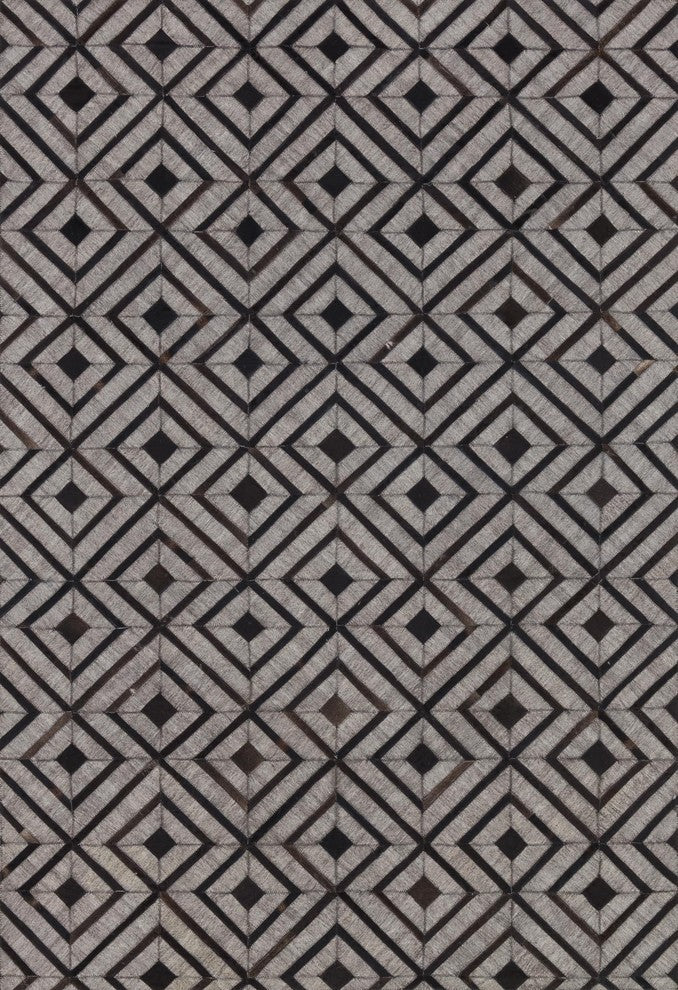 Cowhide & Hand Woven Viscose Dorado Beige Espresso Area Rug, 9'3"x13'