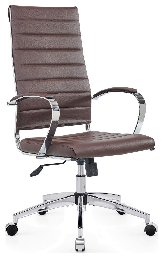 LUXMOD High Back Adjustable Swivel Computer Chair, Brown