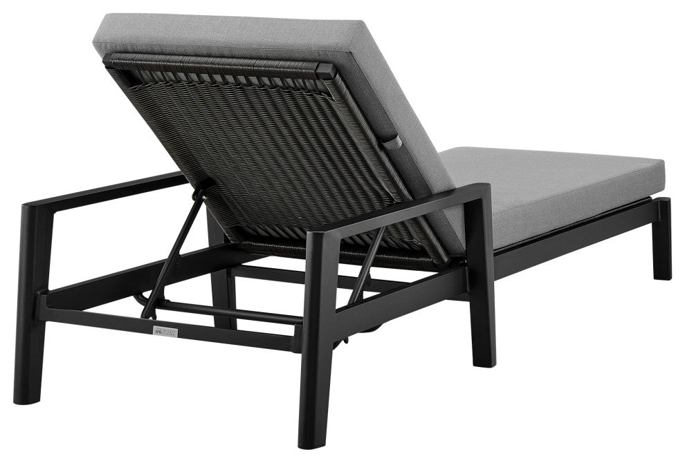 Cayman Outdoor Adjustable Chaise Lounge Chair in Aluminum with Gray Cushions