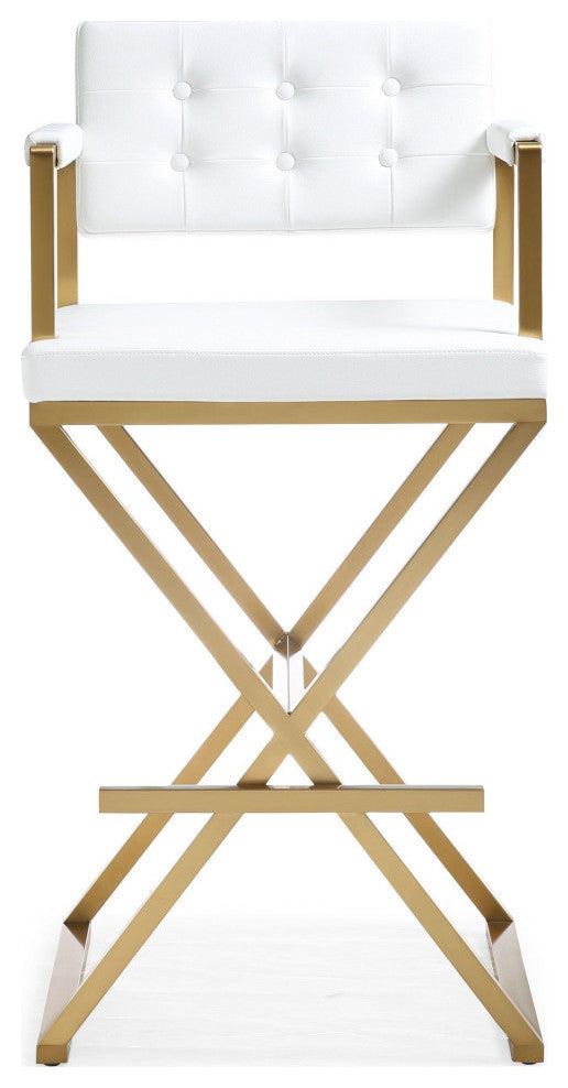 Director White Gold Steel Barstool