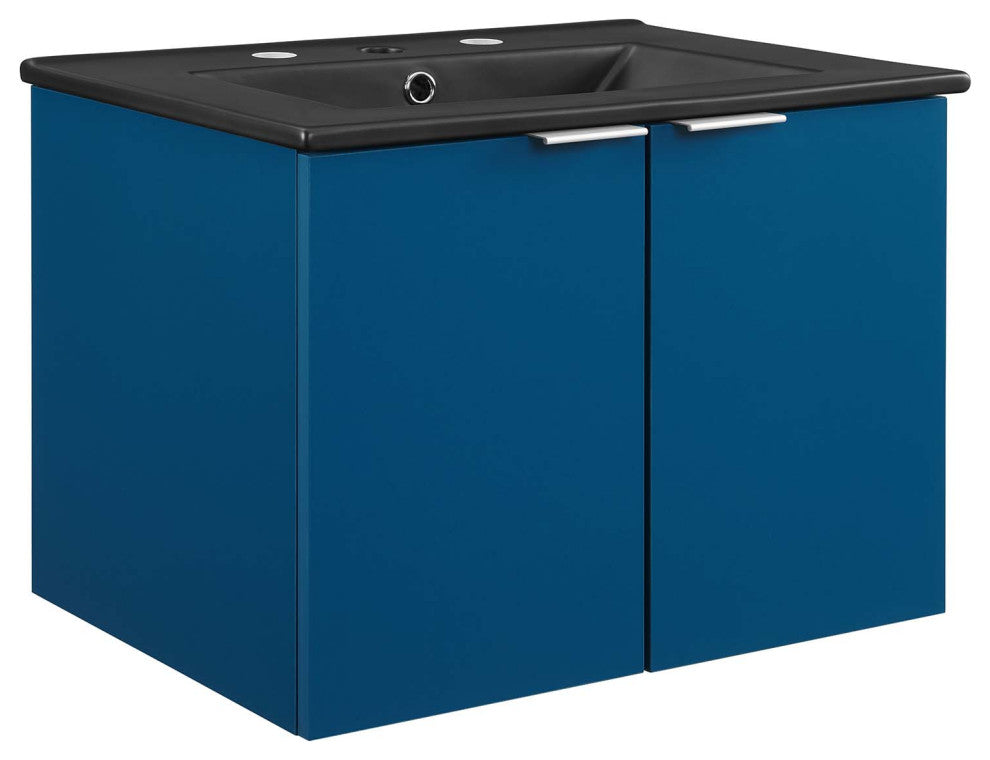 Maybelle 24" Wall-Mount Bathroom Vanity Navy Black -5370