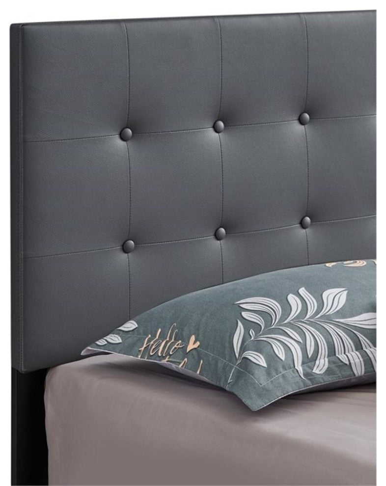 Glory Furniture Caldwell Faux Leather Panel Queen Bed in Gray