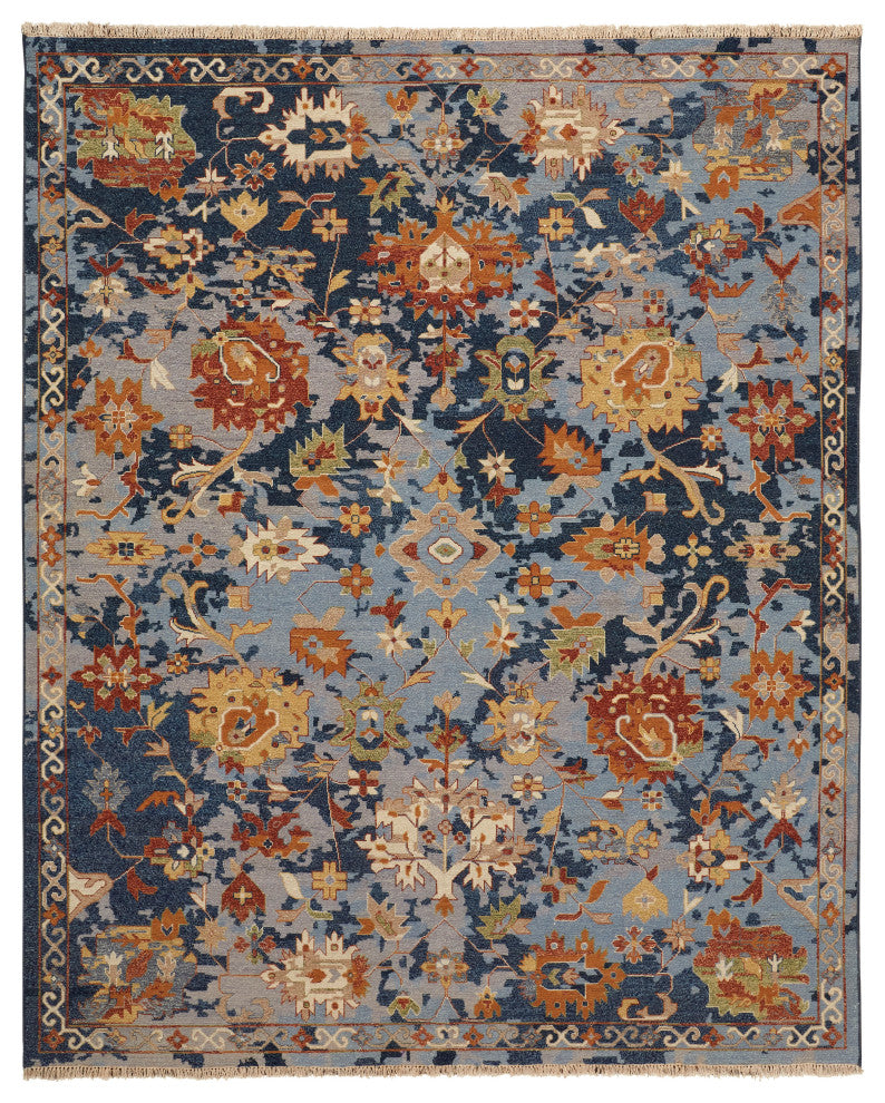Pierson Transitional Floral & Botanical, Blue/Orange/Red, 2'6"x8' Runner