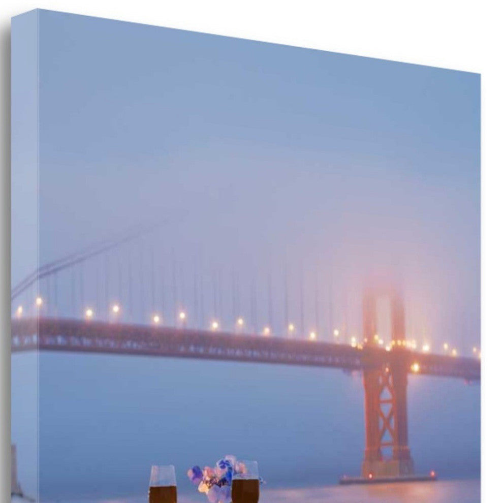 Rectangle Bistro Caf" Golden Gate Bridge 1 Giclee Wrap Canvas Wall Art