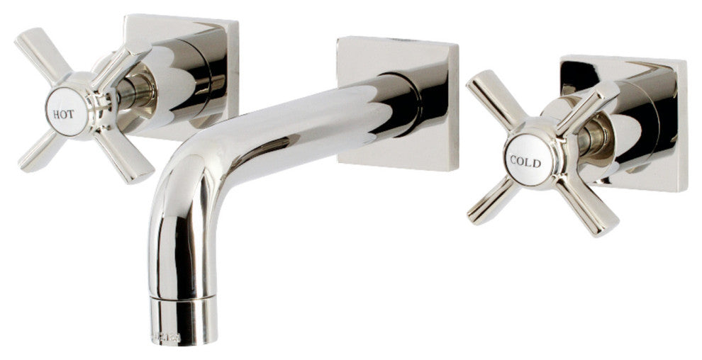 Kingston Brass KS6126ZX Two-Handle Wall Mount Bathroom Faucet, Polished Nickel