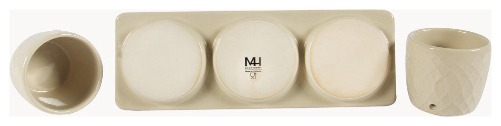 Dahlia Planter Set with Disk, Cream
