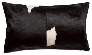 Natural Torino Cowhide Pillow 12"x20", Black and White