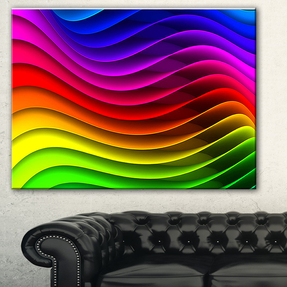 "Rainbow Downward Wave Pattern" Modern Digital Canvas Print