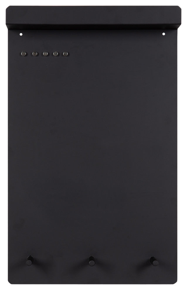 Mezzo Magnetic Wall Organizer with Hooks, Black 15x24