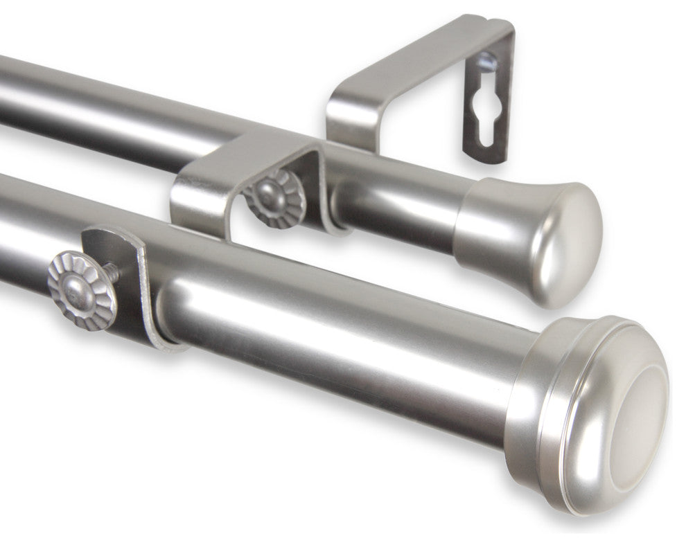 Rosen 1" Double Curtain Rod 28-48", Satin Nickel