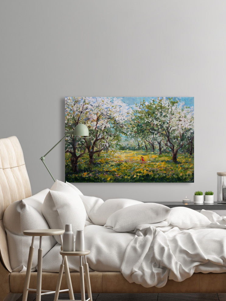 "Wildflower and Trees" Painting Print on Wrapped Canvas, 18x12