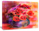Bouquet Of Cute Poppies in Vase, Large Floral Canvas Art Print, 40"x30"