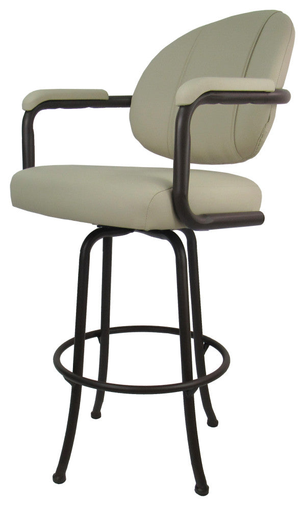 Swivel Counter Metal Pub Set - M-70 Stools 26" or 30", Ocean Beige - Brown, 26", Crackle Glass