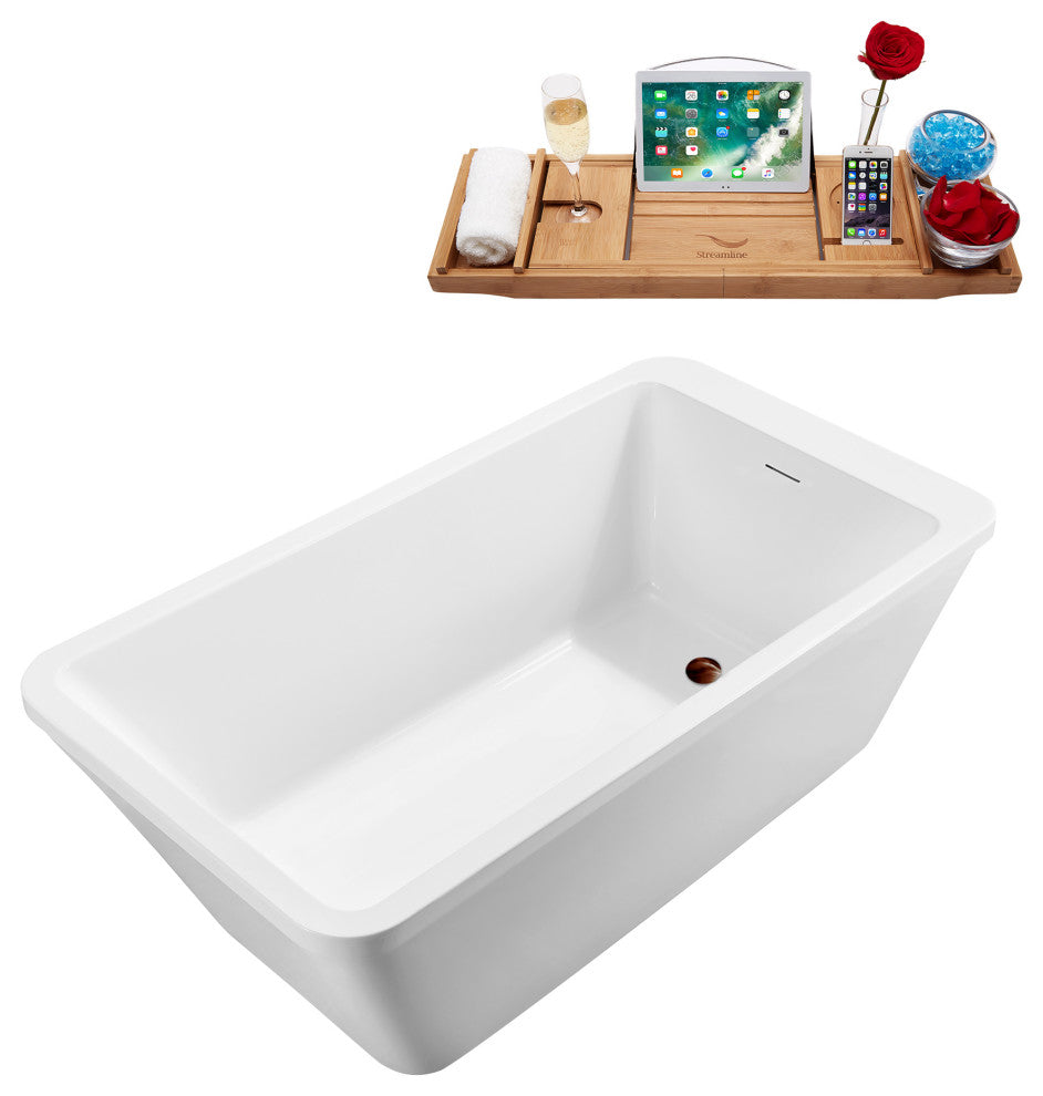 60'' Streamline N250ORB Freestanding Tub, Tray, Internal Drain, Pop-Up: Oil Rubb