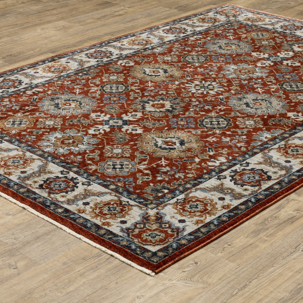 Augustus Panel Medallions Red/ Ivory Indoor Area Rug, Red, 3'3"x5'