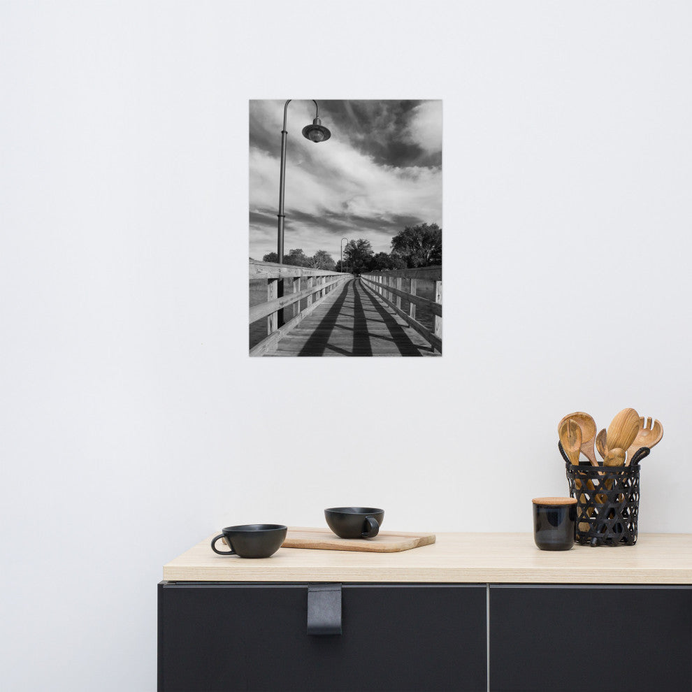 Follow the Lines Black & White Landscape Photo Unframed Wall Art Print, 18" X 24"