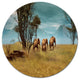 African Elephants Panorama, African Large Disc Metal Wall Art, 11"