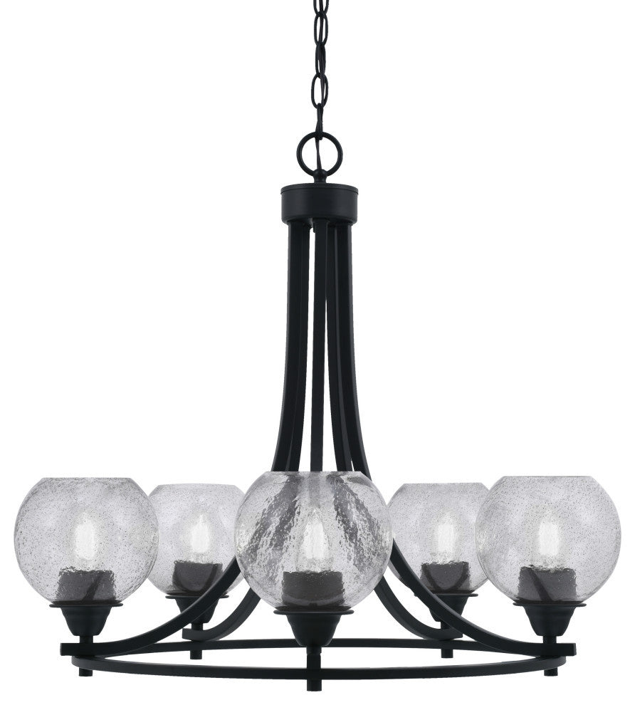 Paramount 5-Light Chandelier, Matte Black, 5.75" Smoke Bubble Glass