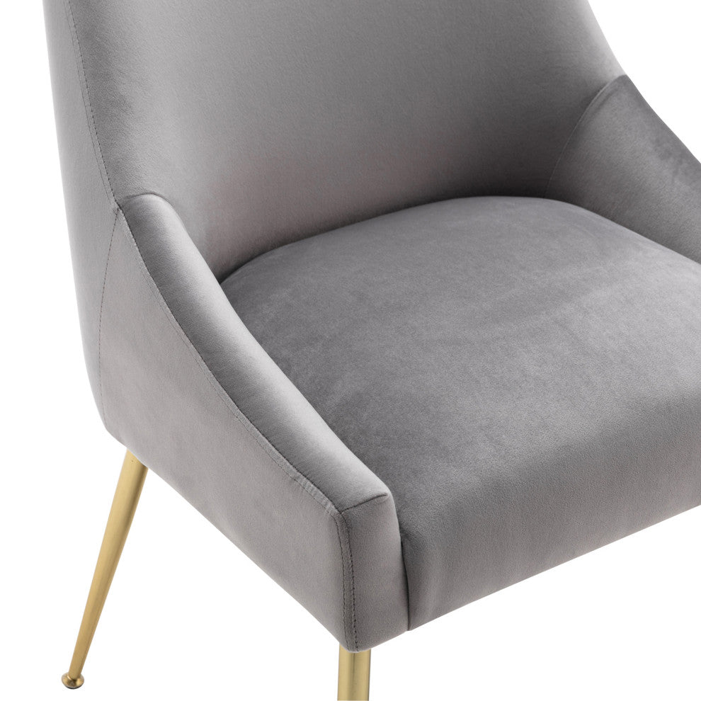 WestinTrends 2PC Velvet Upholstered Accent Chair Set w/ Gold Metal Legs, Gray