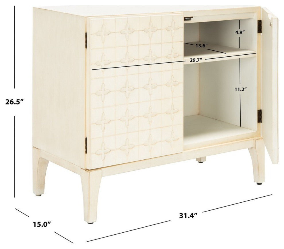 Safavieh Sula 2 Door 1 Shelf Chest, Antique White