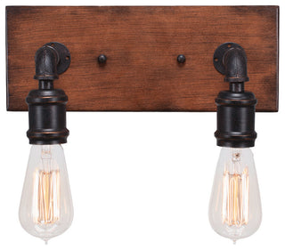 Portland 2-Light Bath Bar with Amber Antique Bulbs