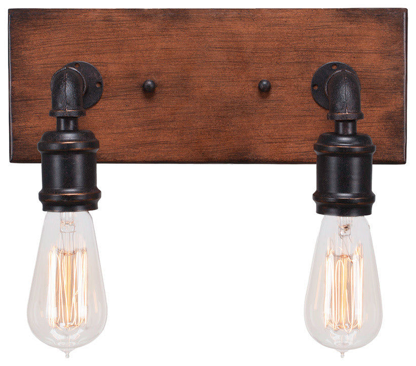 Portland 2-Light Bath Bar with Amber Antique Bulbs