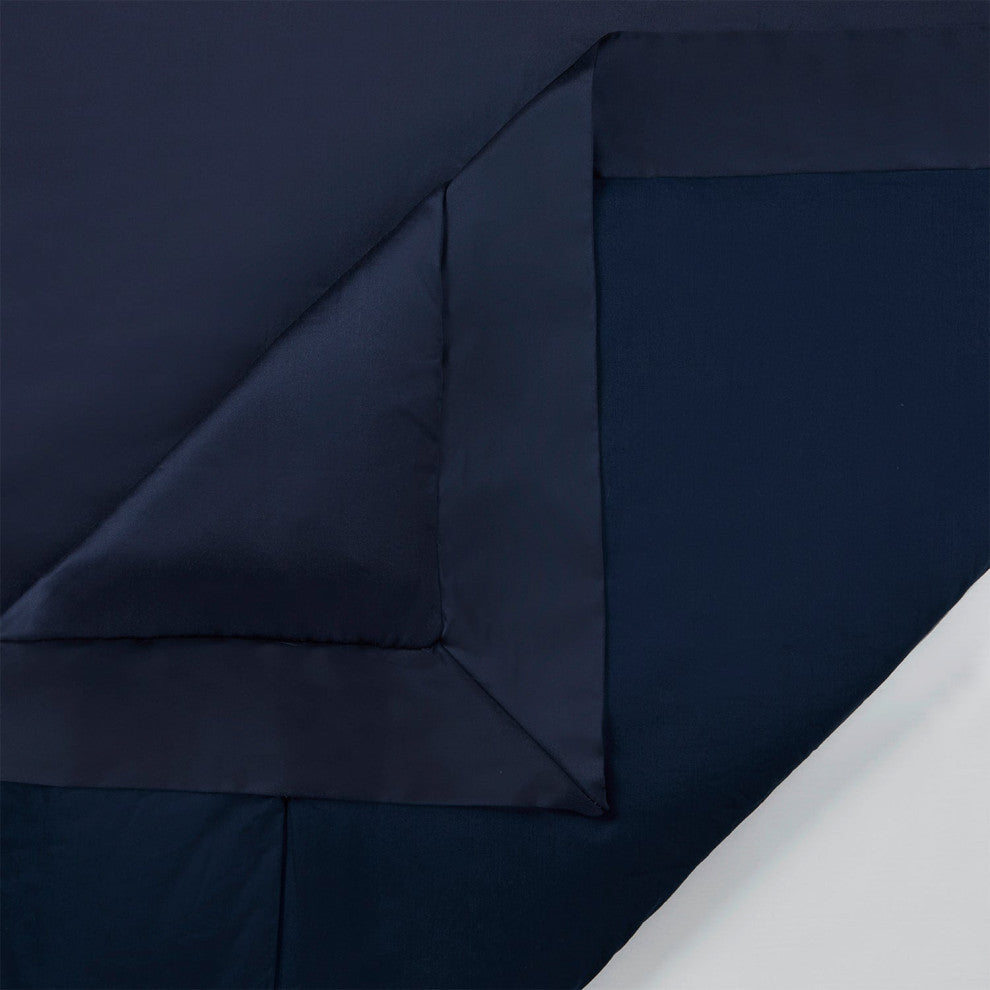 High Shine Satin Duvet Cover Set, Super Queen, Navy, 3 Piece