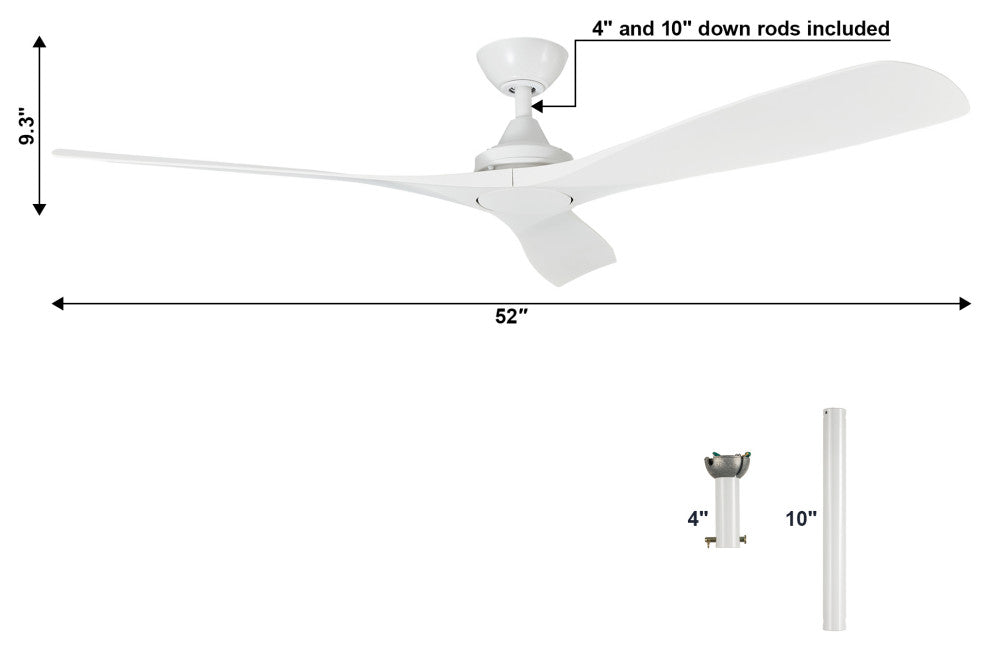 52 in. Modern Ceiling Fan with DC Reversible Motor and Remote