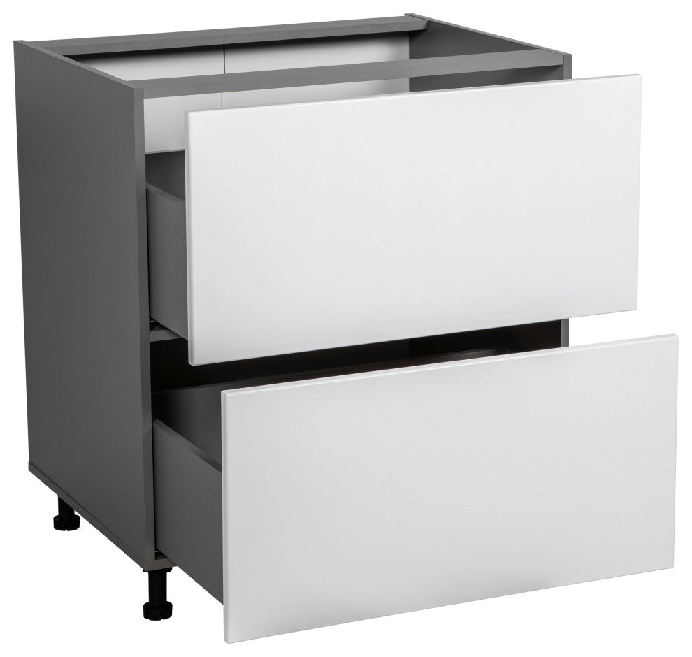 30 Base Cabinet-Double Door-Two Drawer-with White Gloss door