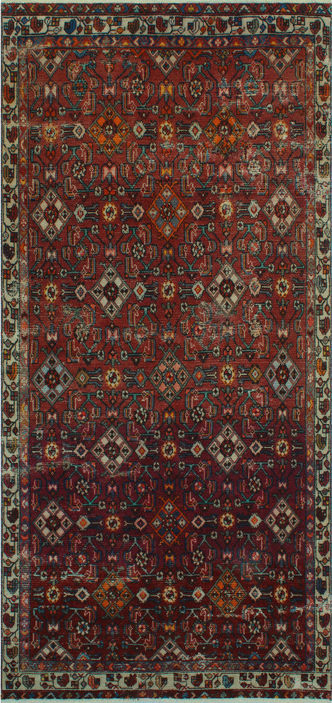 Vintage Distressed Samual Rust Runner, 4'9x9'11