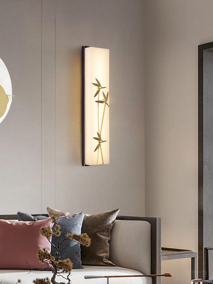 Creative Marble Wall Lamp in Chinese Style for Living Room, Bedroom, Bamboo Leaves