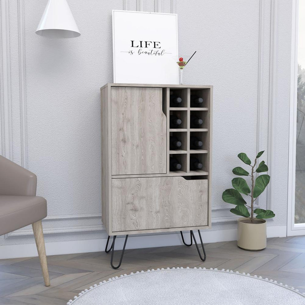 DEPOT E-SHOP Zamna L Bar Single Door Cabinet, Eight Wine Cubbies