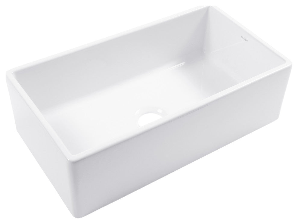 Austen Crisp White Fireclay 33" Single Bowl Farmhouse Undermount Kitchen Sink
