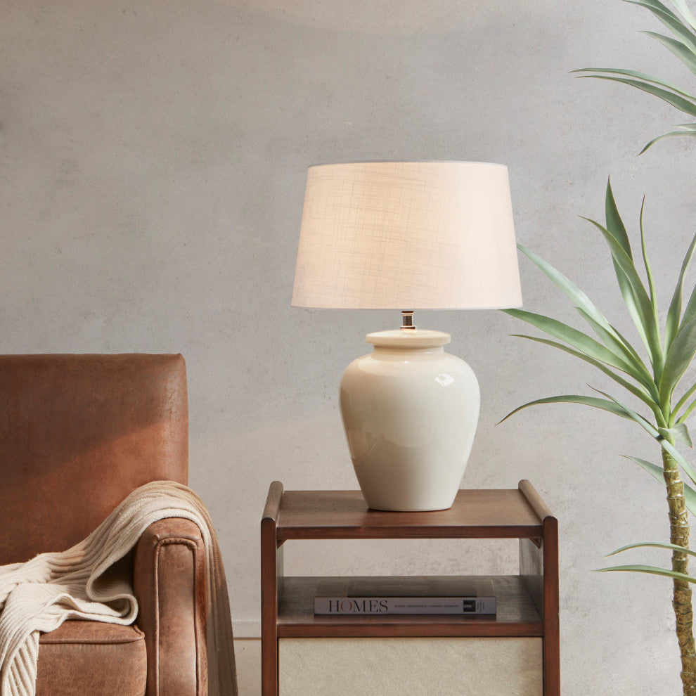 INK+IVY Anzio Vase Shape Ceramic Table Lamp, Cream