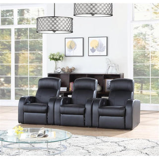 Coaster Cyrus 3-piece Leather Upholstered Recliner Set Black