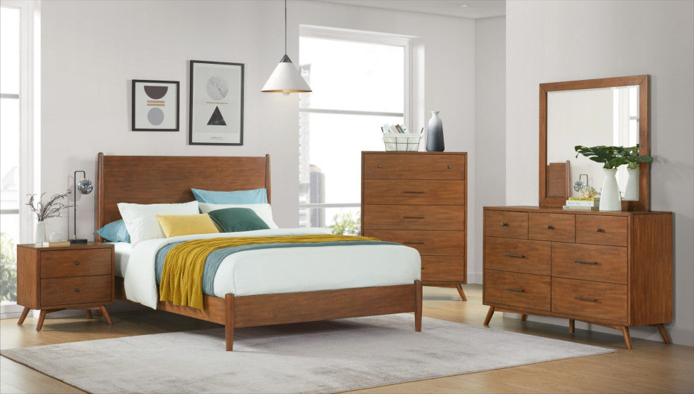 Mid-Century Modern Bed, Cinnamon, California King