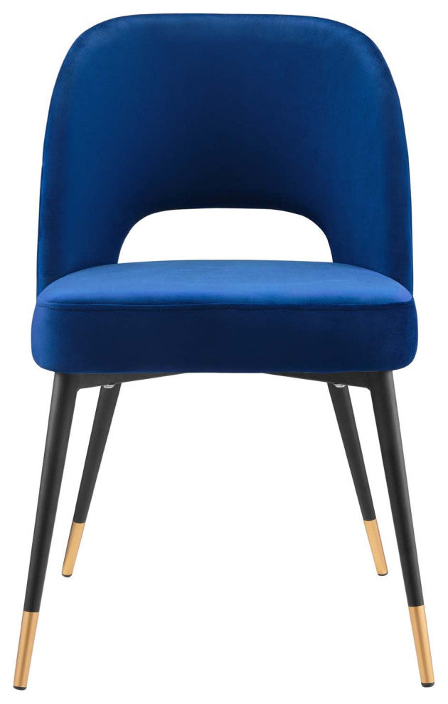 Side Dining Chair, Velvet, Blue Navy, Modern, Cafe Bistro Restaurant Hospitality