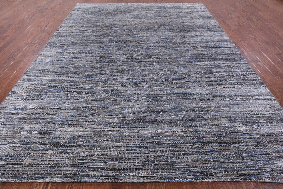 Wool and Silk Modern Handmade Rug 9' 0" X 11' 11" Q8590