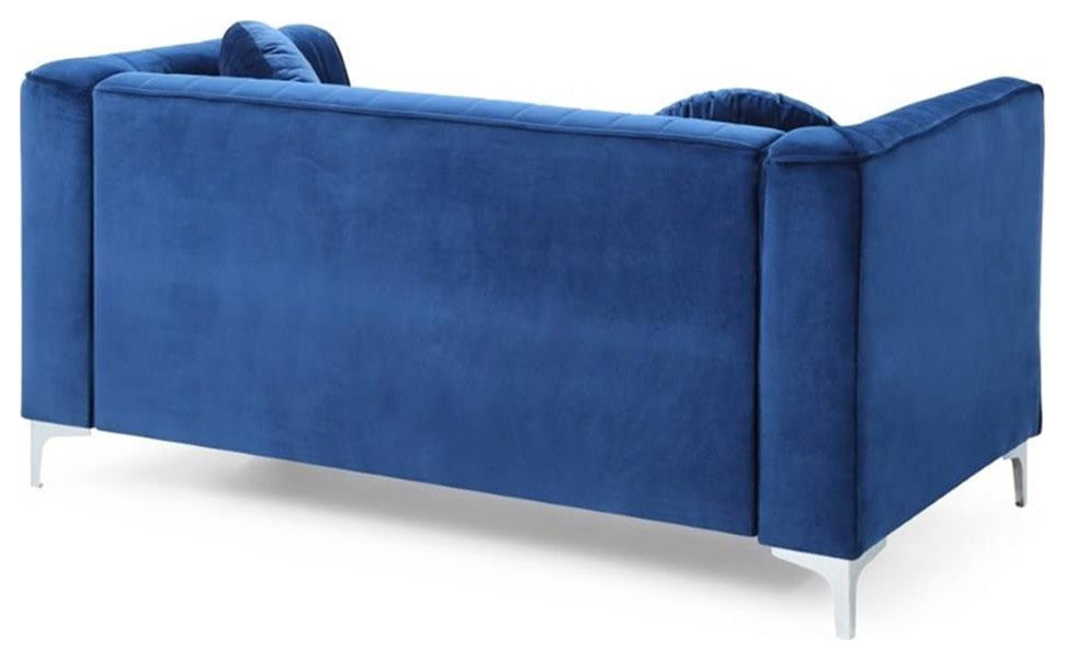 Glory Furniture Delray Velvet Loveseat in Navy Blue