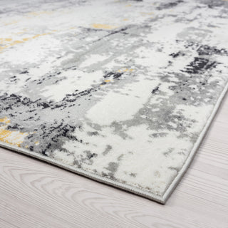 Gerhart Contemporary Abstract Yellow/Gray Rectangle Area Rug, 5'3''x7'3''