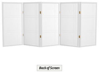 3' Tall Double Cross Shoji Screen, White, 5 Panels