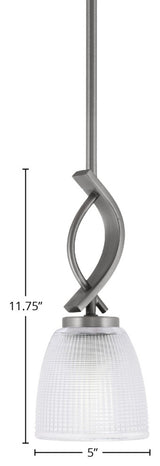 Cavella 1-Light Stem Hung Mini Pendant, Graphite, 5" Clear Ribbed Glass