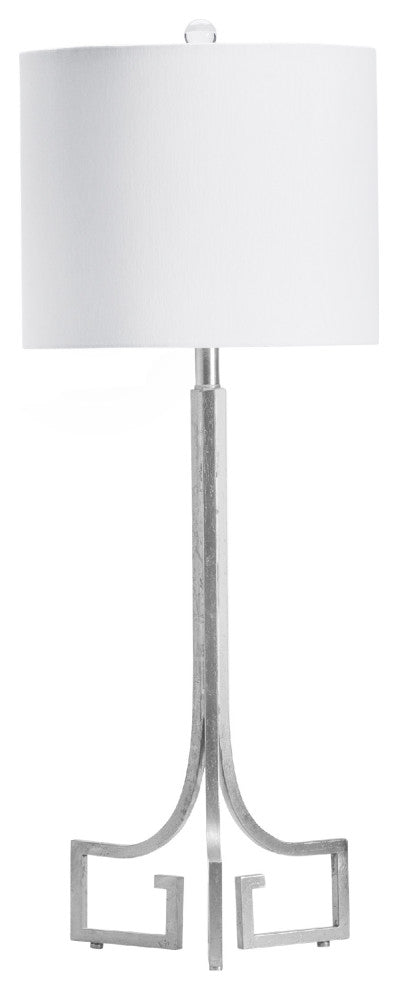 33"H Silver Metal Table Lamps With White Drum Shade
