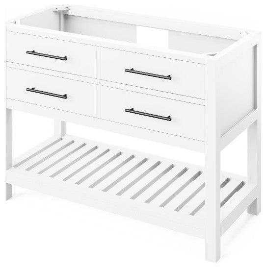 Wavecrest Contemporary White 48" Vanity, Boulder Cultured Marble Vanity Top